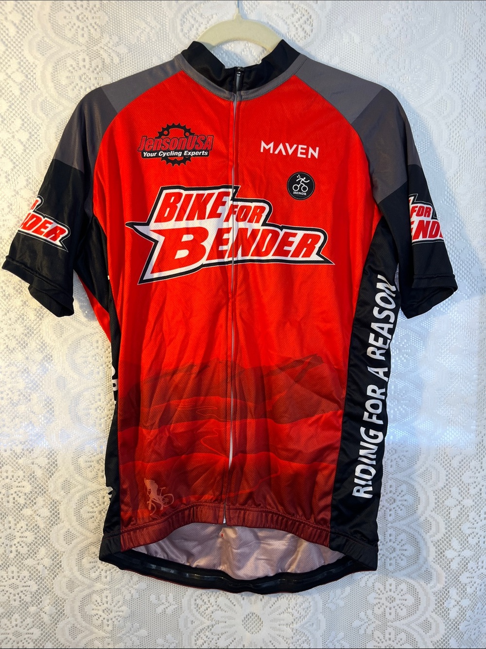 😻5for$15😻 Bike For Bender Red Cycling Jersey - Maven Logo L
